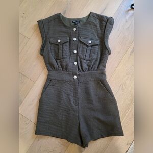 Express Tweed Olive Romper